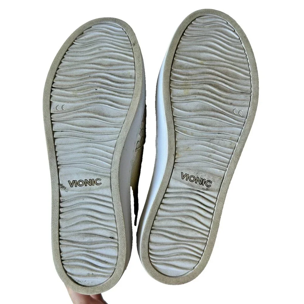 Vionic Midi Women Slip On Sneakers Champagne Gold Metallic Scales Comfort Size 8